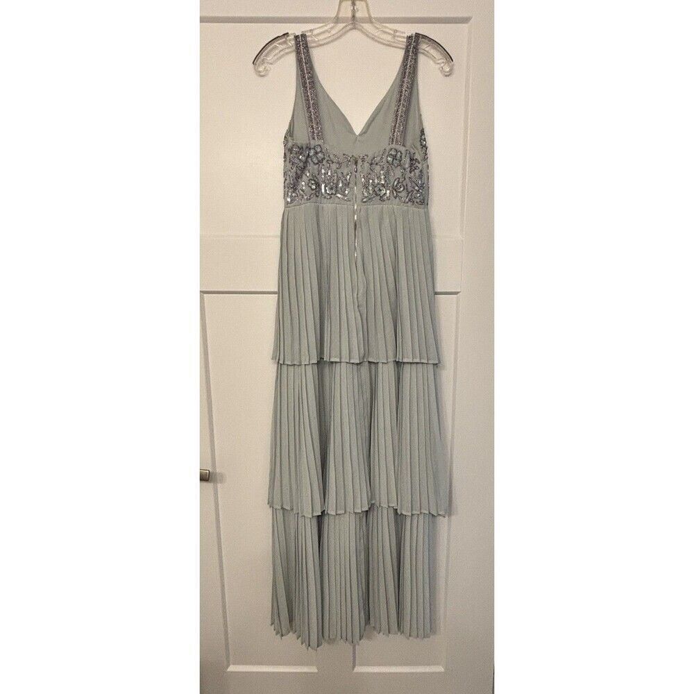 Maya Deluxe Embellished Tiered Maxi Dress,prom, Wedding, Formal Sz 4P Sage Green - Picture 2 of 8